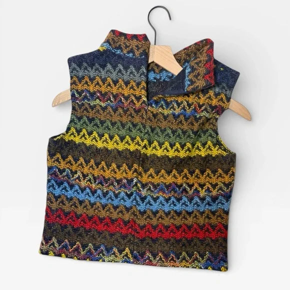 Vintage To the Max Zigzag Knit Sleeveless Mock-neck | Made in USA | S - Picture 3 of 10